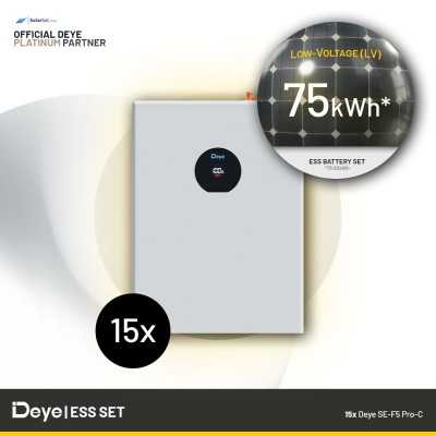 75 kWh Low-Voltage ESS Battery Set - Deye SE-F5 Pro-C (15x 5.12 kWh)